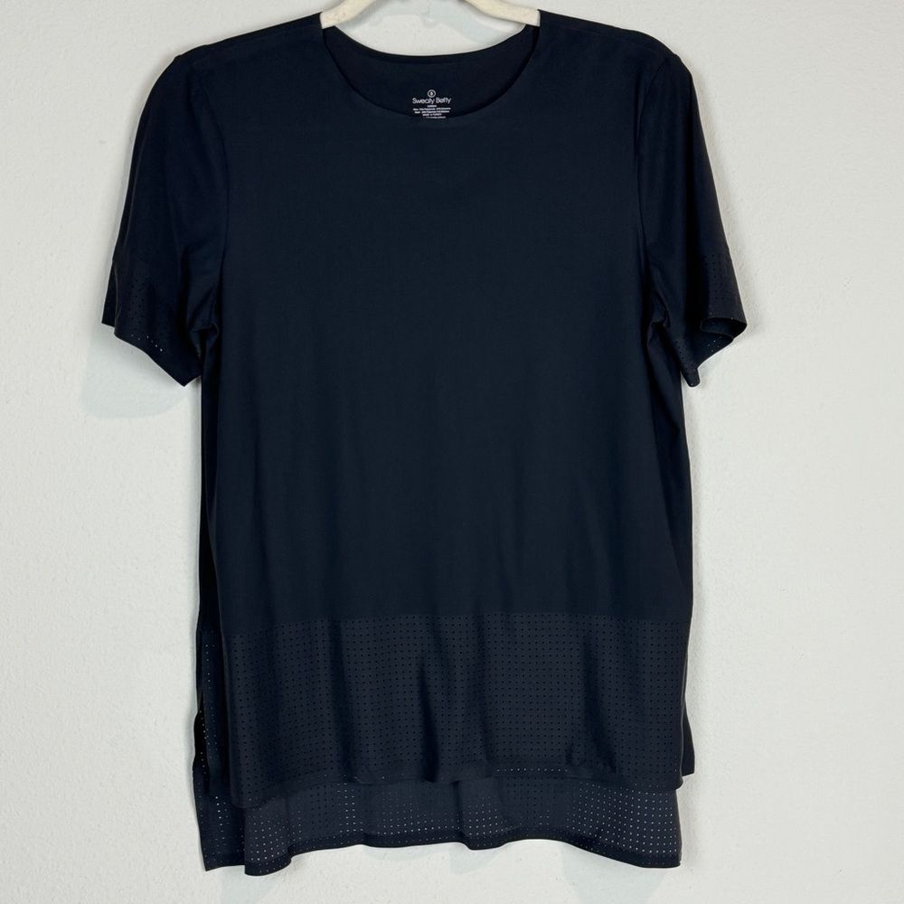 Sweaty Betty Perforated Edge Black Performance Athletic T-shirt S
